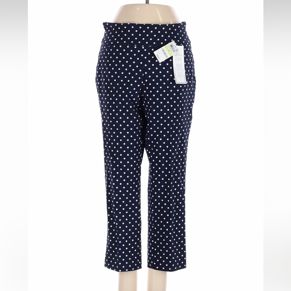 NWT Charter Club Navy and White Polka Dot Boot-Cut Pants
